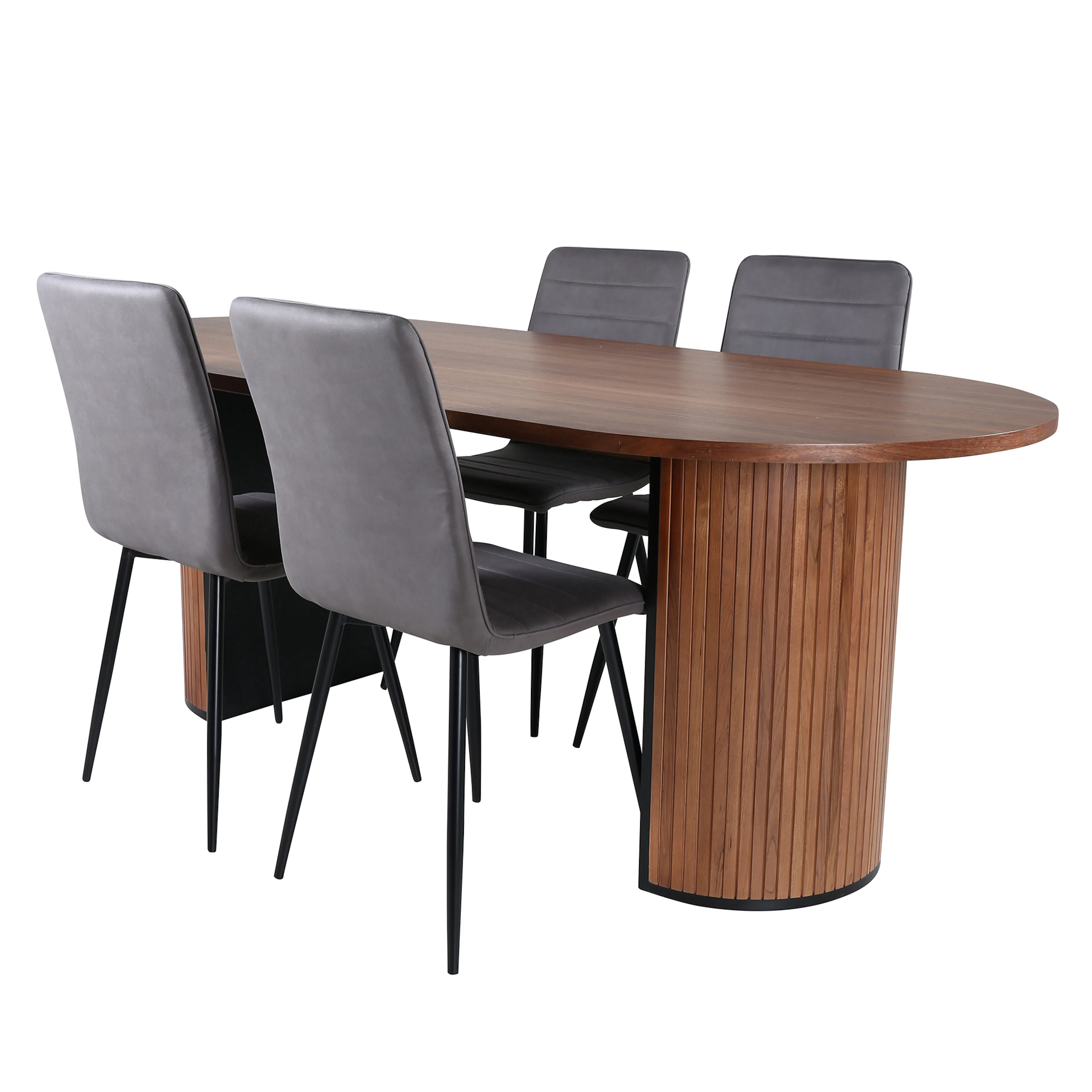 Bianca Oval Dining Table - Walnut / Black Veneer+Windu Lyx C Grå
