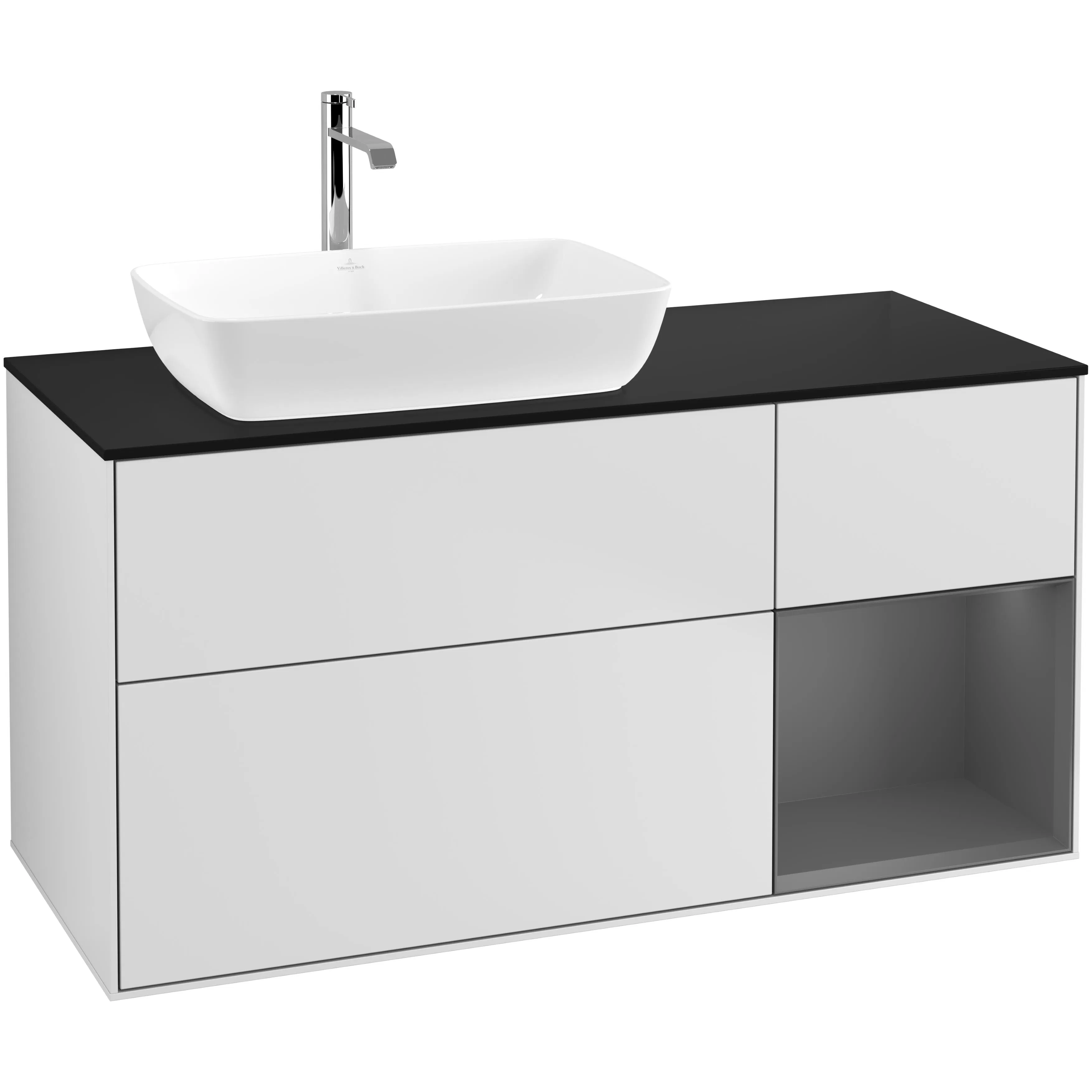 Tvättställsskåp Villeroy & Boch Finion med 3 Lådor Hylla och Bänkskiva för Ocentrerat Tvättställ från Artis & Collaro