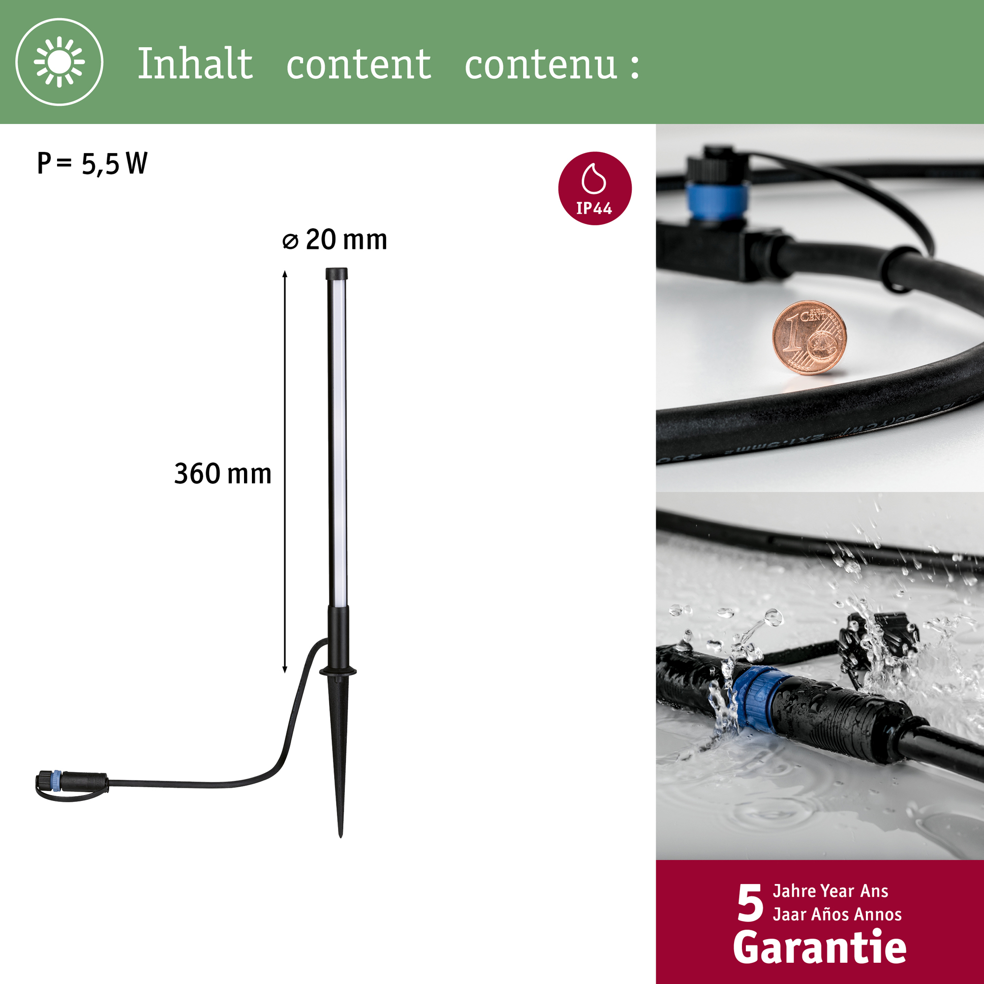 Pollare LED Paulmann Pin Plug & Shine IP44 24V