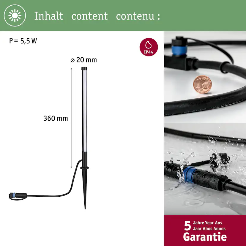 Pollare LED Paulmann Pin Plug & Shine IP44 24V