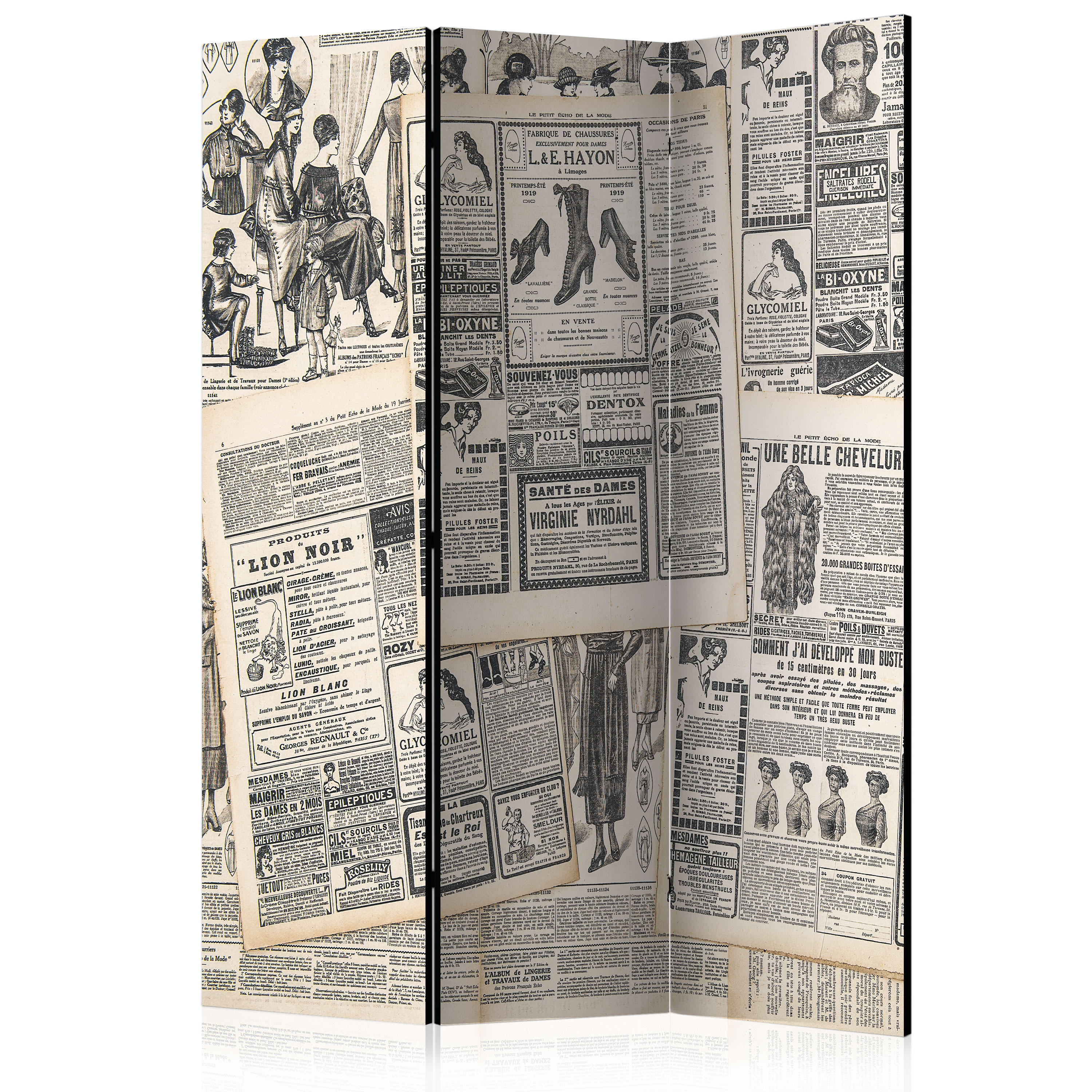Rumsavdelare Skärmvägg Arkiio Vintage Newspapers 135x172 cm