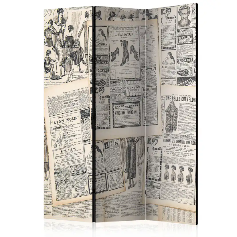 Rumsavdelare Skärmvägg Arkiio Vintage Newspapers 135x172 cm