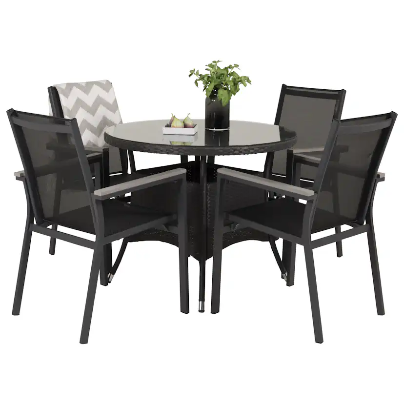 Matgrupp Venture Home Virda Ø 90 med 4 Pincy Stolar