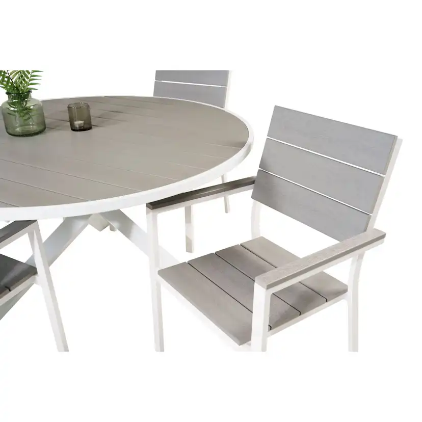 Matgrupp Comfort Garden Parma Matgrupp Utomhus Rund Ø140cm med 4 Levels Stapelbara Matstolar