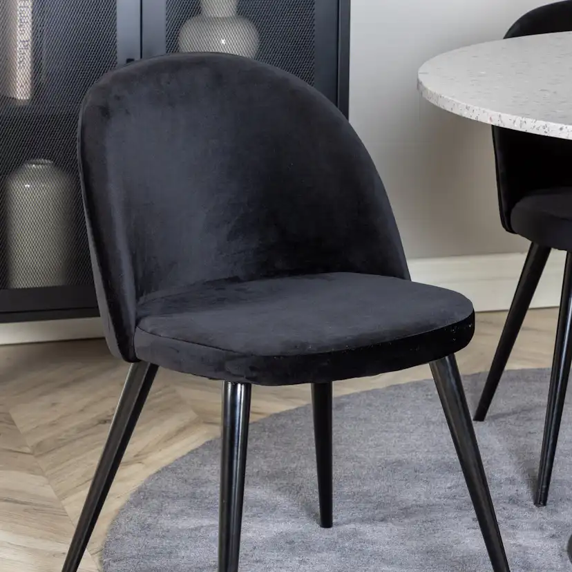 Matgrupp Venture Home Roxanna Grå Bord med 4 Valentina Stolar Sammet