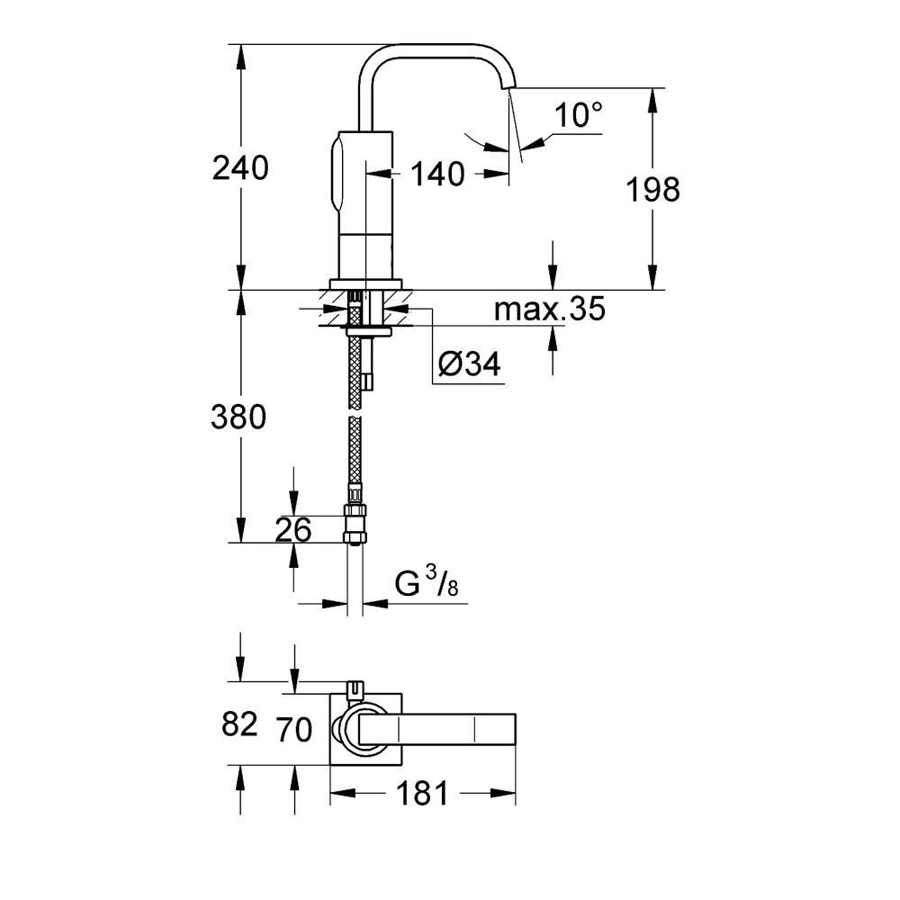 Tvättställsblandare Grohe Allure E 36098 Beröringsfri