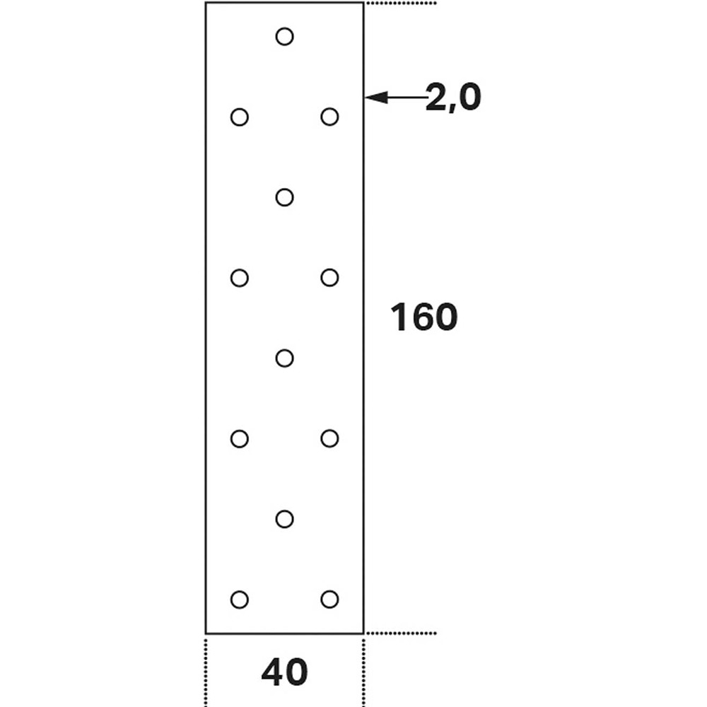 Hålplatta Hp 40x160x2,0 40x160x2,0 mm