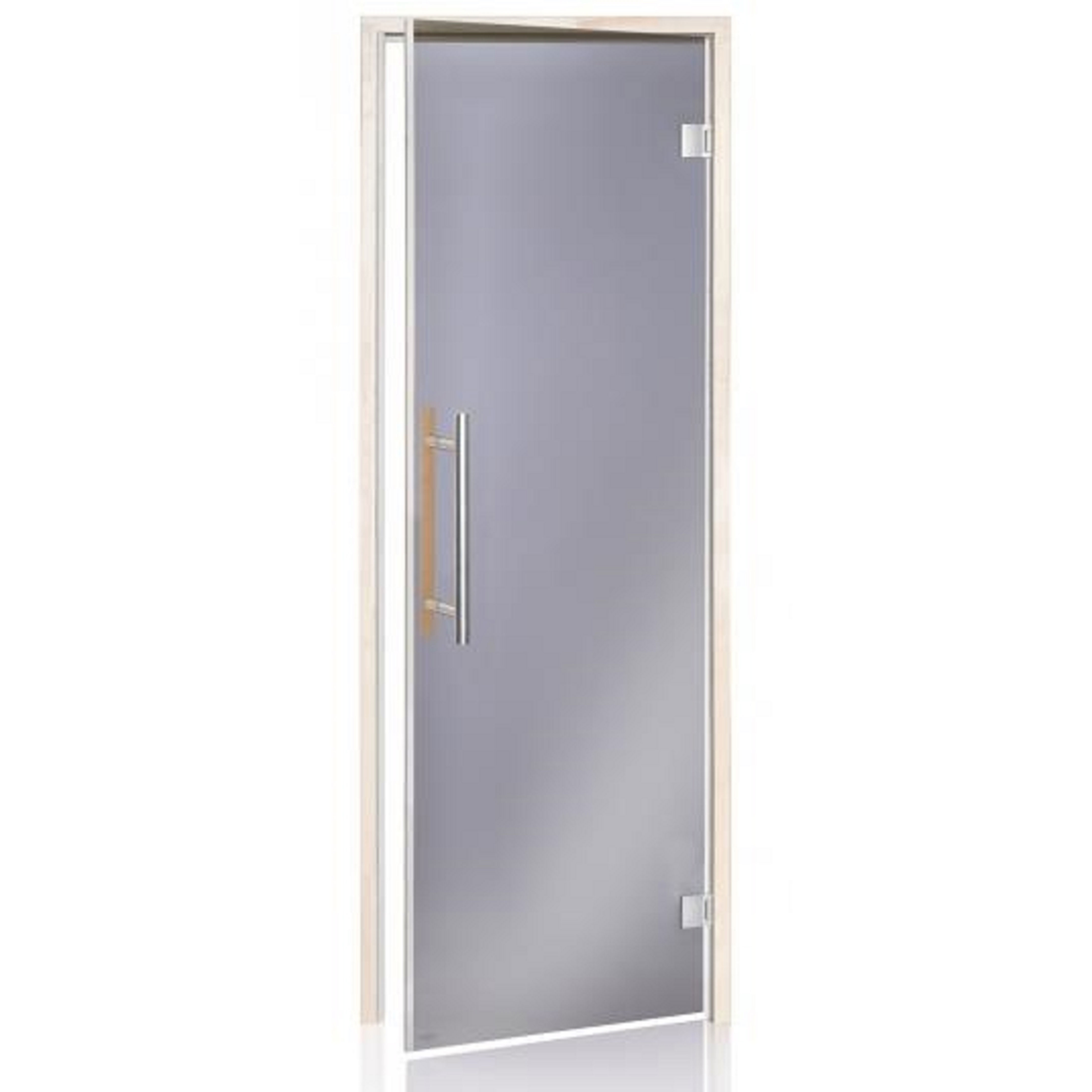 Bastudörr BeneLux med magnetlist 7x19 Grått glas och Aspkarm Grått glas
