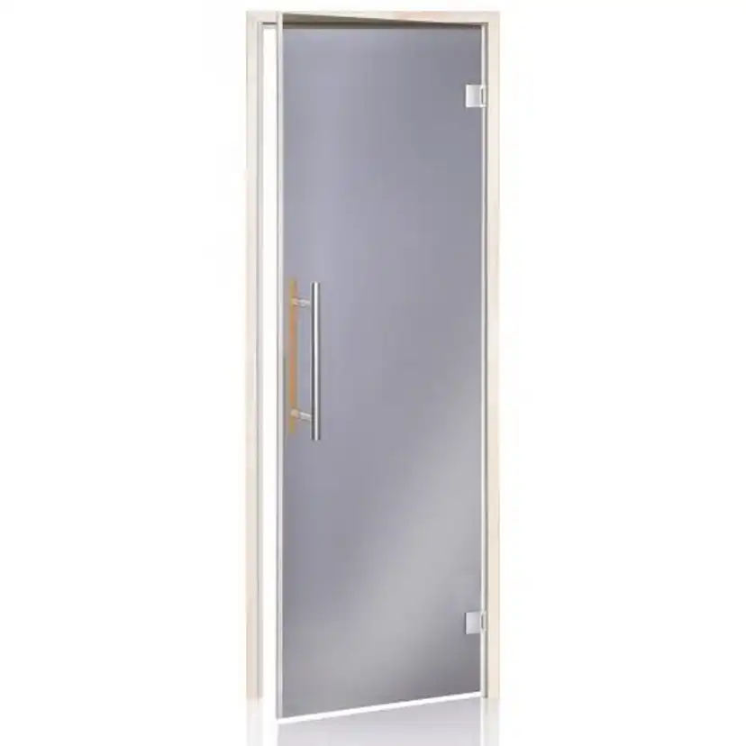 Bastudörr BeneLux med magnetlist 7x19 Grått glas och Aspkarm Grått glas