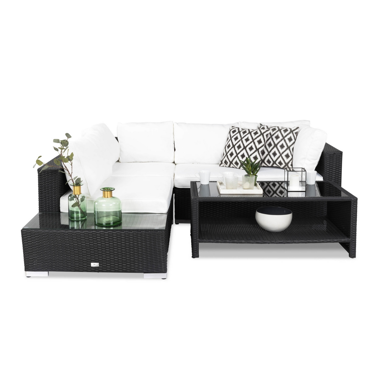 Loungegrupp Comfort Garden Bahamas 4-sits med Avslut och Bord med Hylla Utomhus