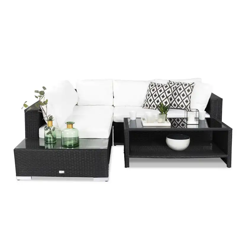 Loungegrupp Comfort Garden Bahamas 4-sits med Avslut och Bord med Hylla Utomhus