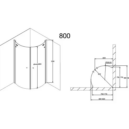 Duschhörn Arrow Basic Round Klarglas