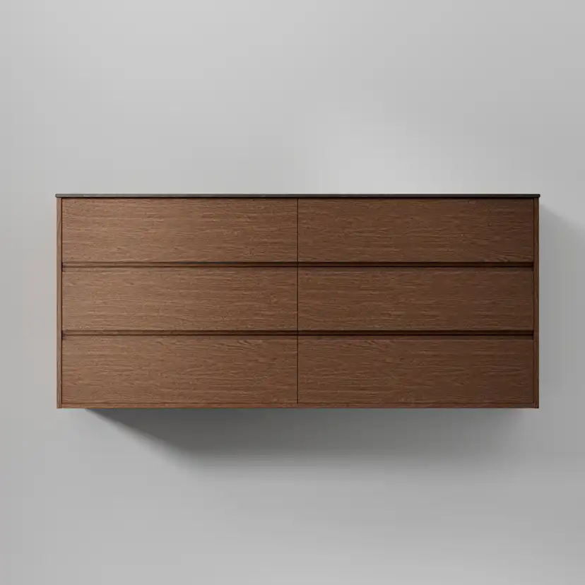 Kommod Terra Grip 160 D, Dark Oak, 6 Lådor Färg: Dark Oak, Bredd: 1600 mm
