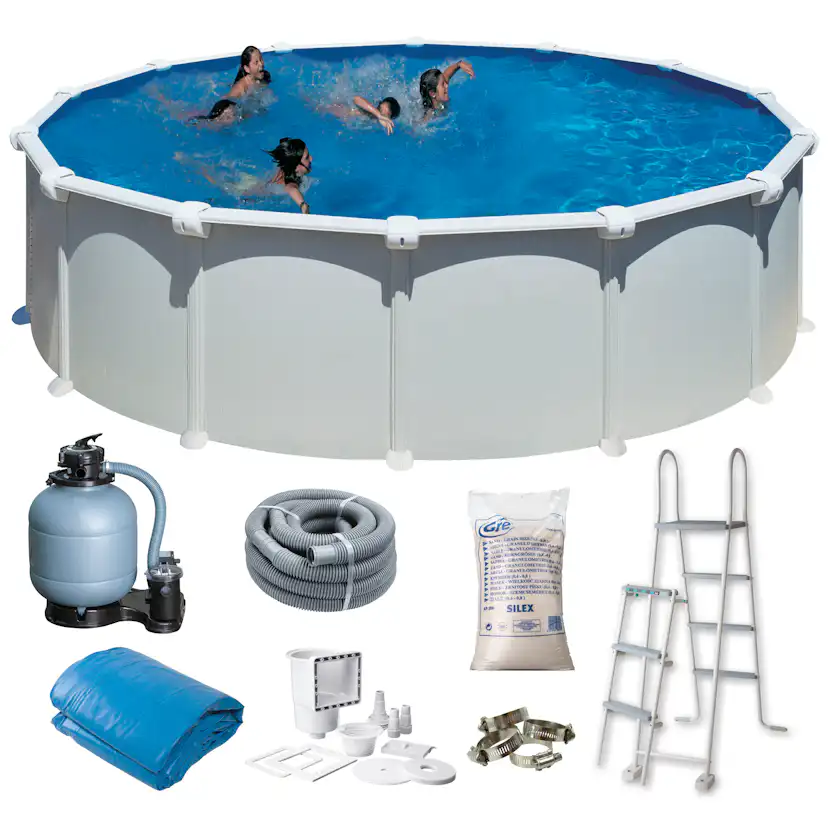 Basic Pool Rund Ø550 x 132 cm, Vit Ø550 cm, Djup: 132 cm, Färg: Vit