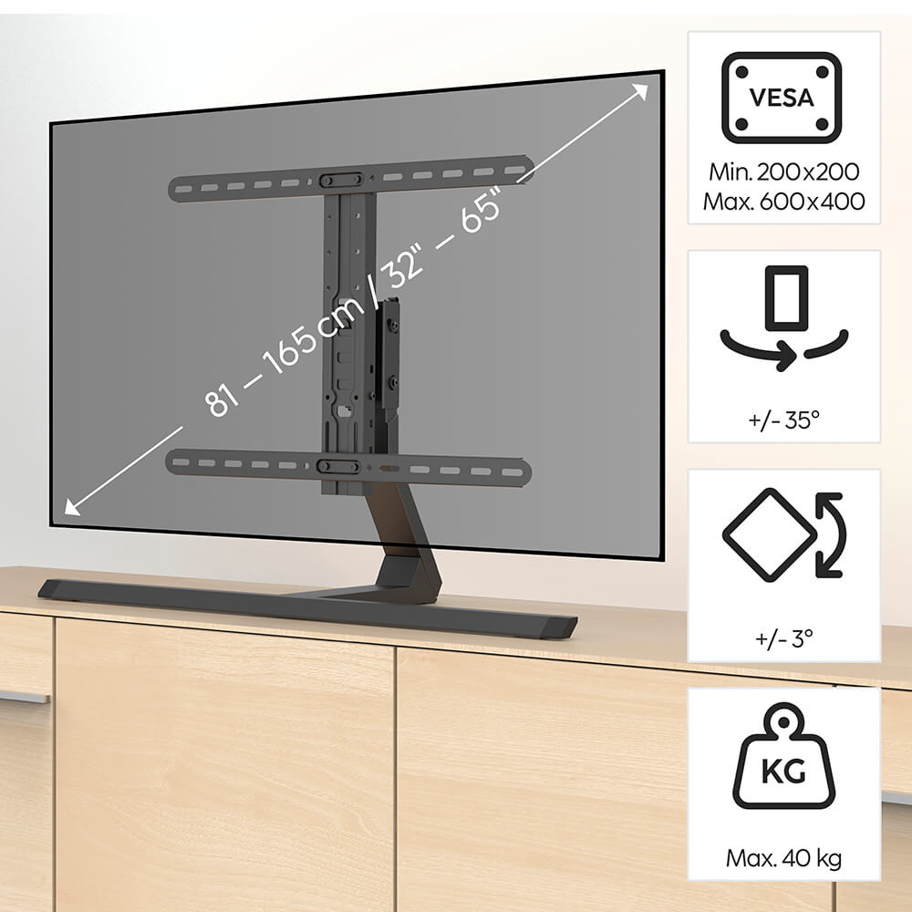 TV-stativ Hama Upp Till 65 tum Svart 200 x 200 Upp Till 600 x 400