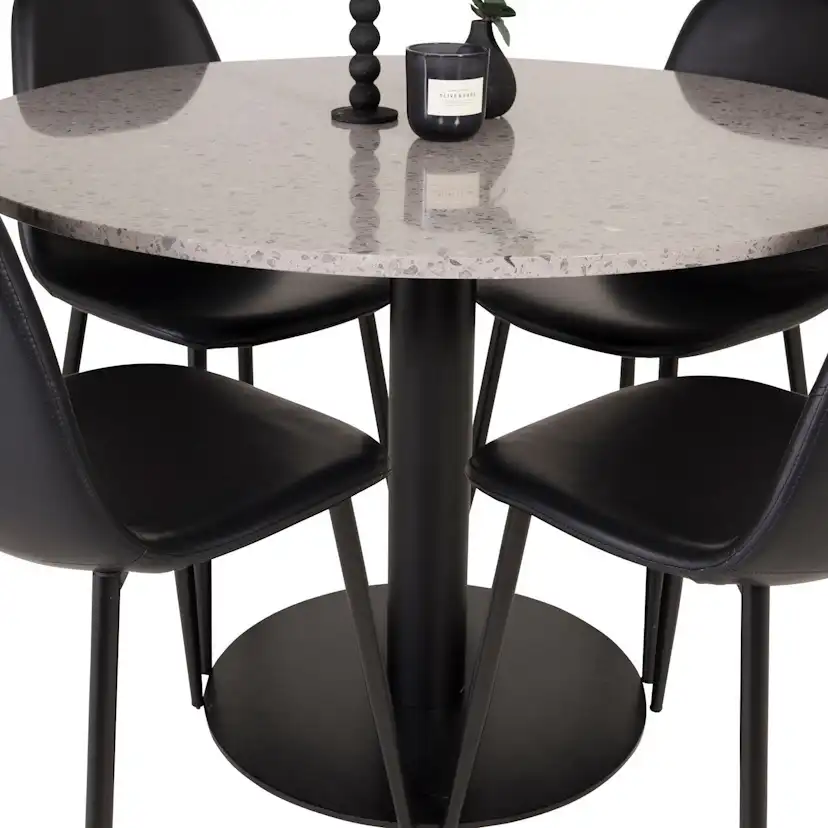 Matgrupp Venture Home Roxanna Grå Bord med 4 Pobbie Stolar Läder