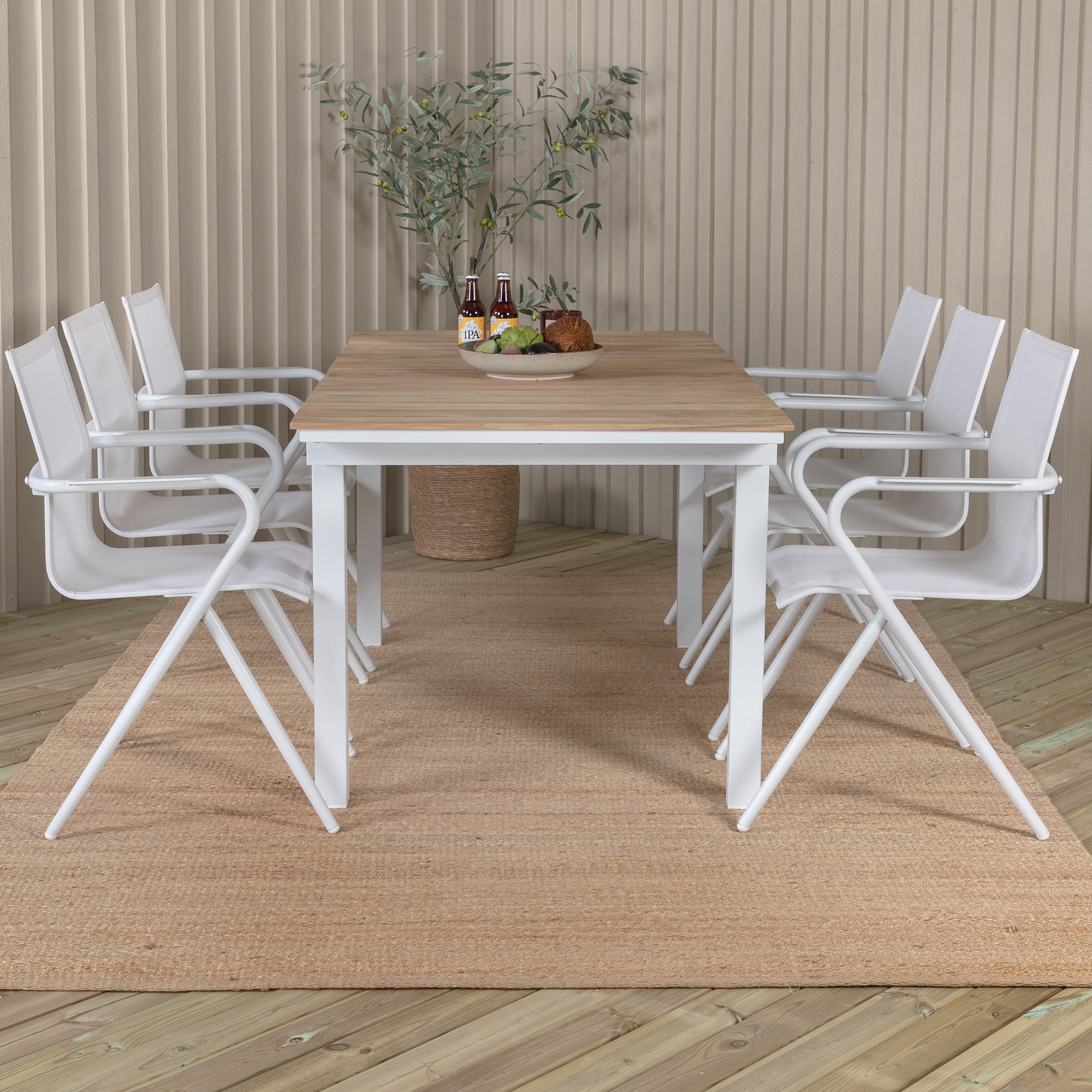 Matgrupp Venture Home Mendi med 6 Act Stolar Vit