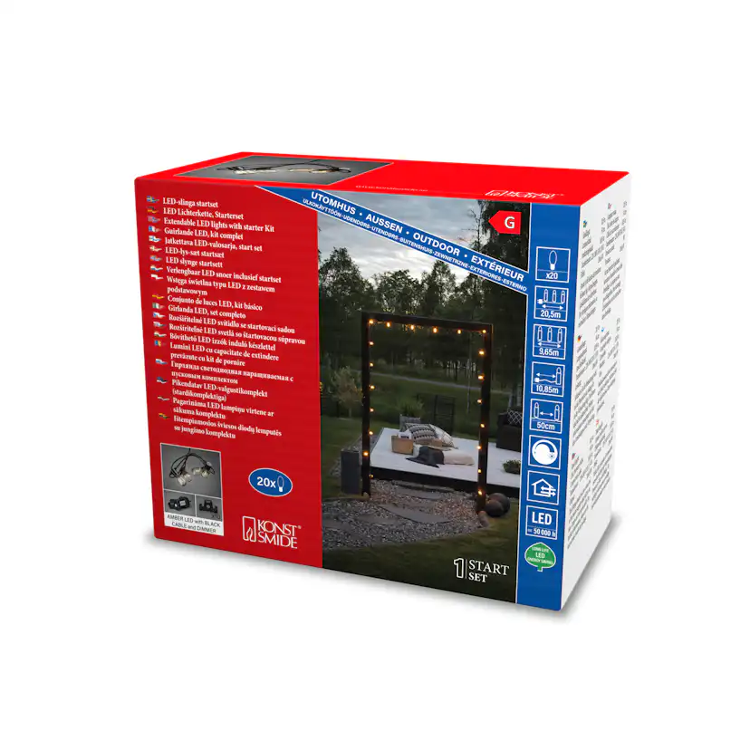 Ljusslinga Gnosjö Konstsmide Partyslinga Startset E27 20 st LED-lampor Amber