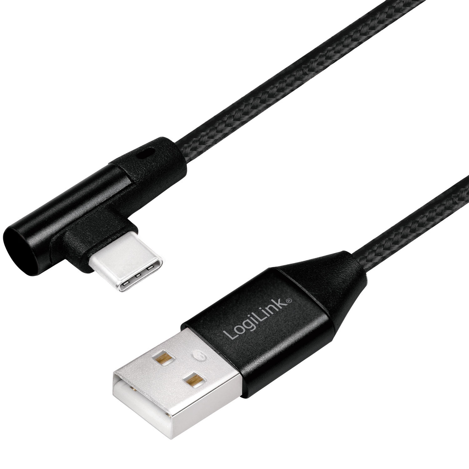 Vinklad USB-C-kabel LogiLink USB 2.0 Max 3A 1 m