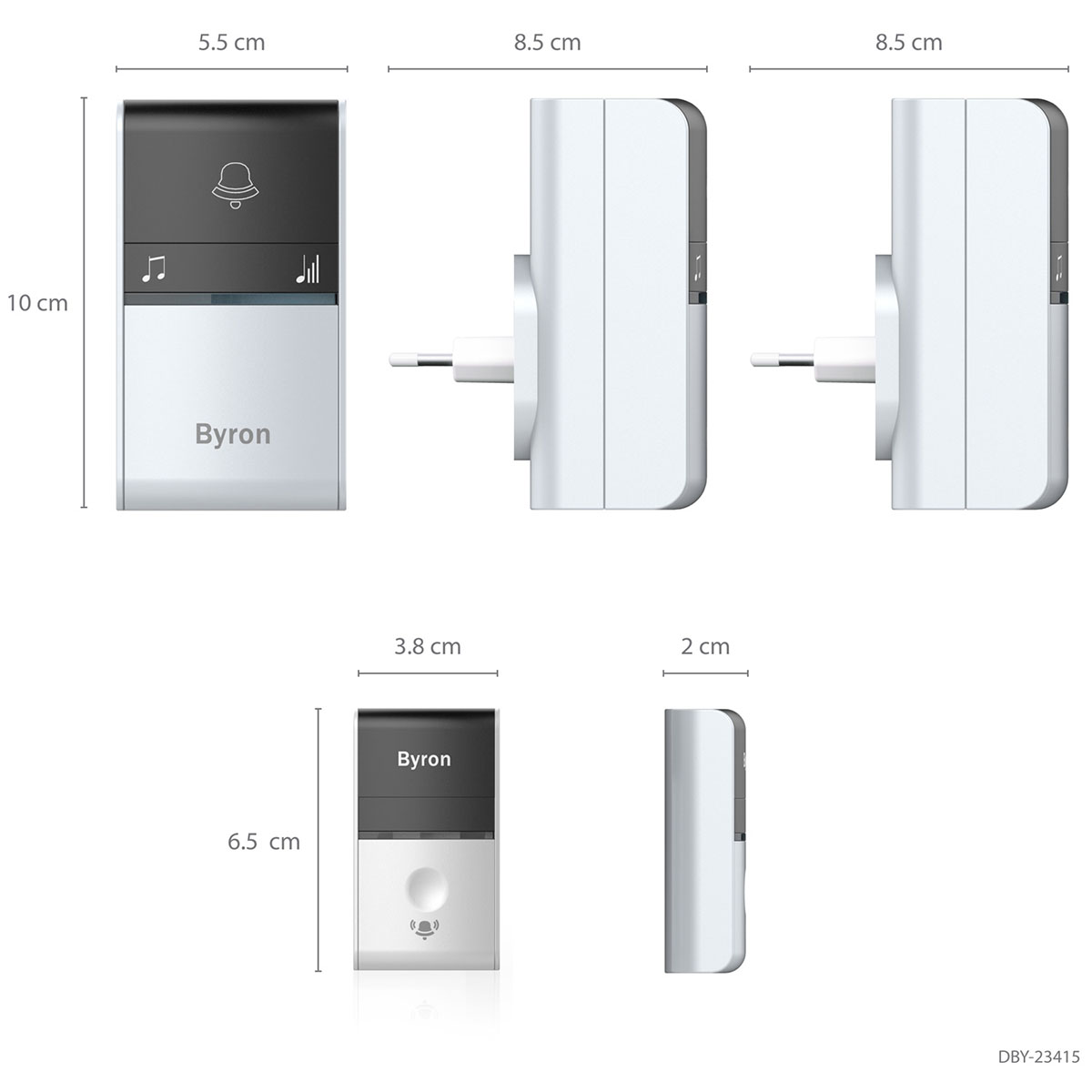Trådlös Dörrklocka Byron Kinetic Ej batteri X2 Mottag