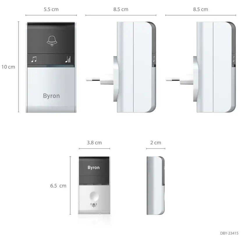 Trådlös Dörrklocka Byron Kinetic Ej batteri X2 Mottag