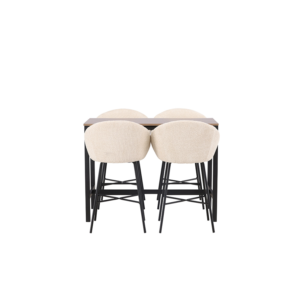 Camden Bar Table - Walnut / Walnut MDF +Velvet Bar Chair - B Valnöt/Vit
