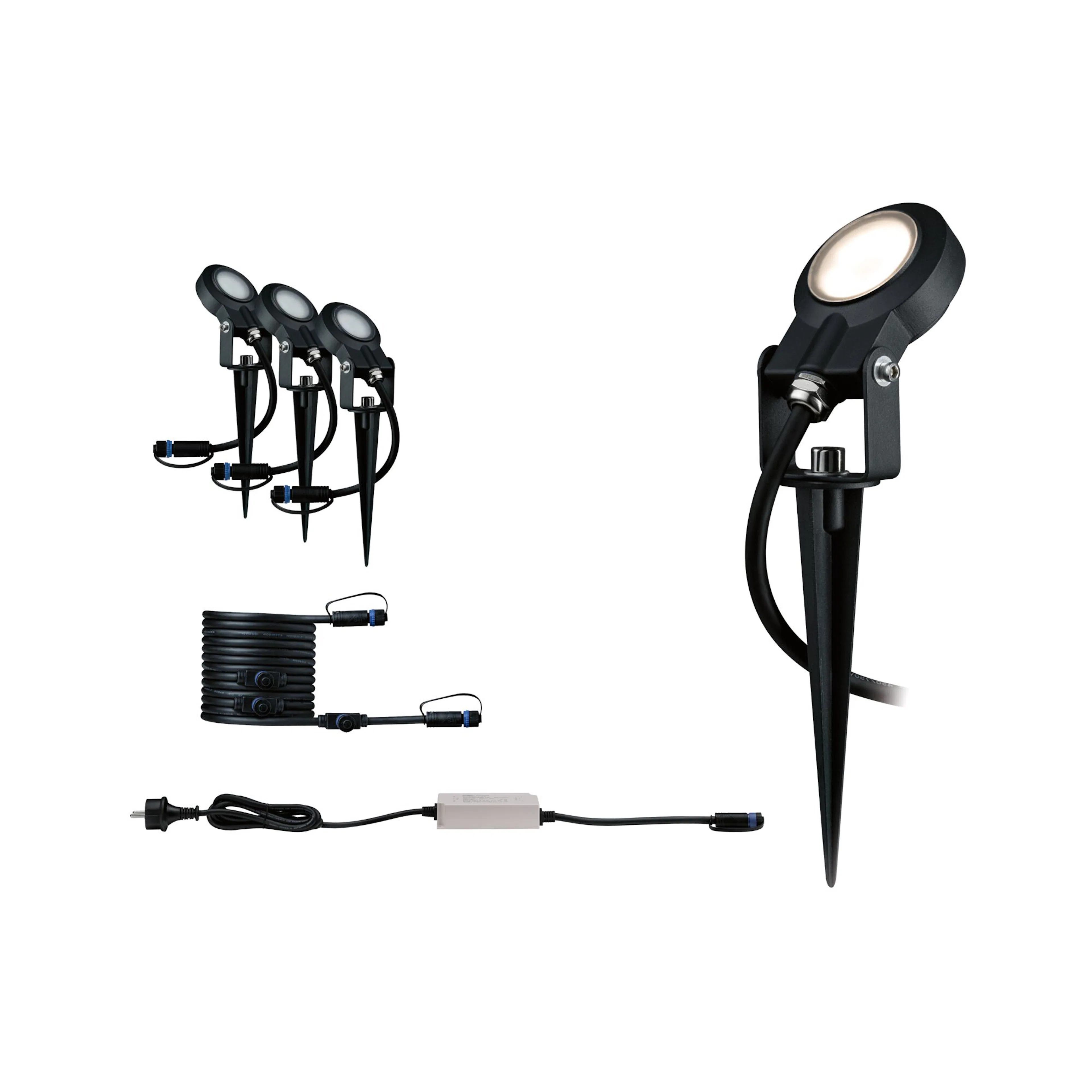 Spotlight Paulmann Sting Plug & Shine LED IP67 24V 3-pack med Kabel och Transformator Ljus: Soft White