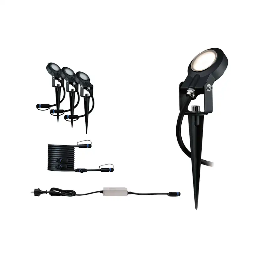 Spotlight Paulmann Sting Plug & Shine LED IP67 24V 3-pack med Kabel och Transformator