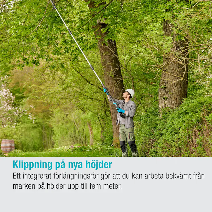 Teleskopisk Stångsax Gardena HighCut 360 Batteri P4A Komplett med Batteri och Laddare