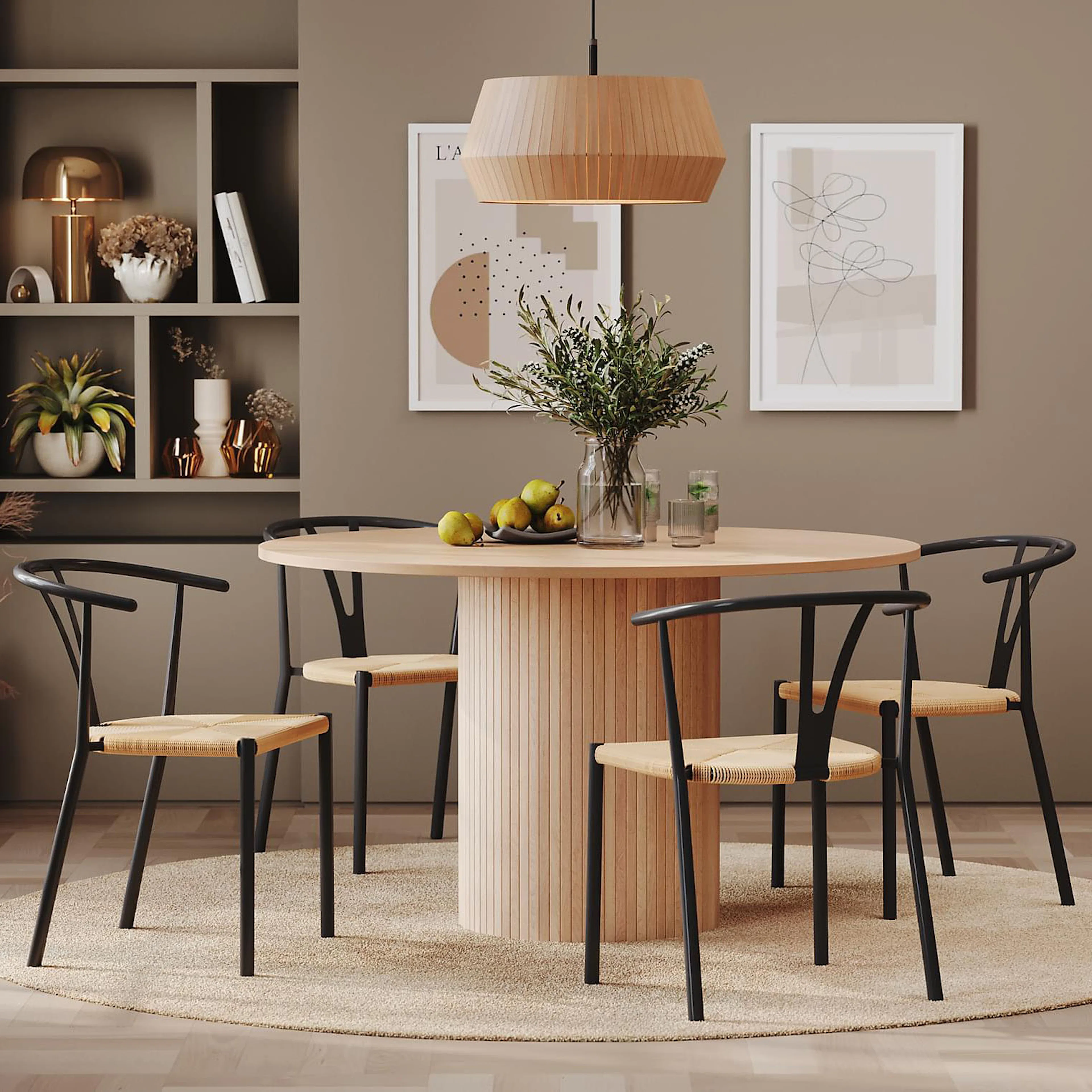 Matgrupp In Living Kopparbo Ø130 cm med 4 st Elysia stolar