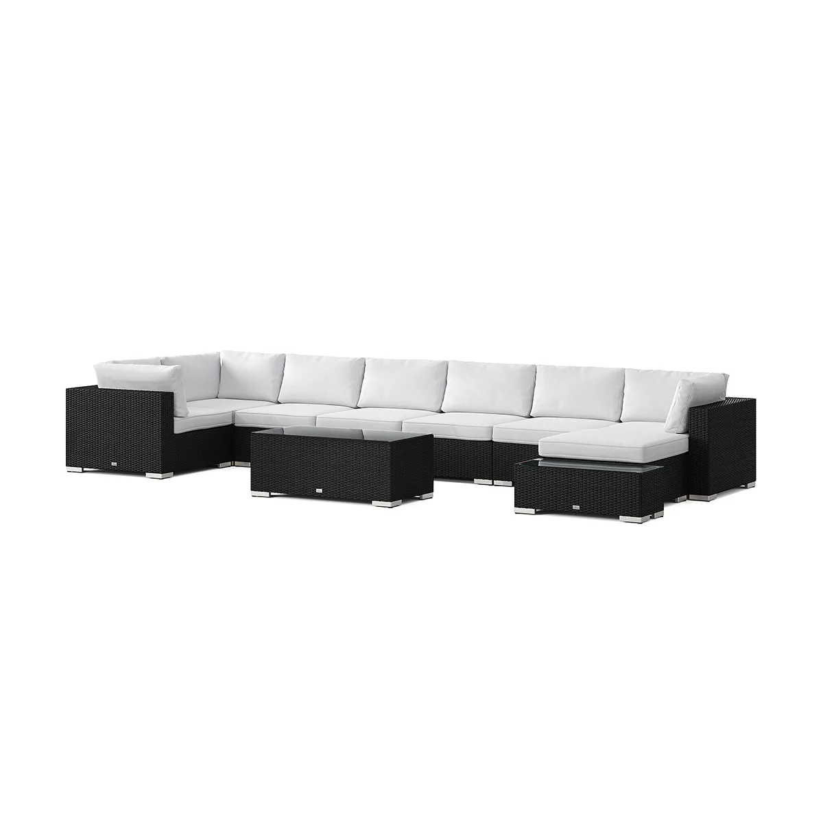 Loungegrupp Comfort Garden Bahamas utomhus U-soffa 8-sits vändbar divan med öppet avslut och bord