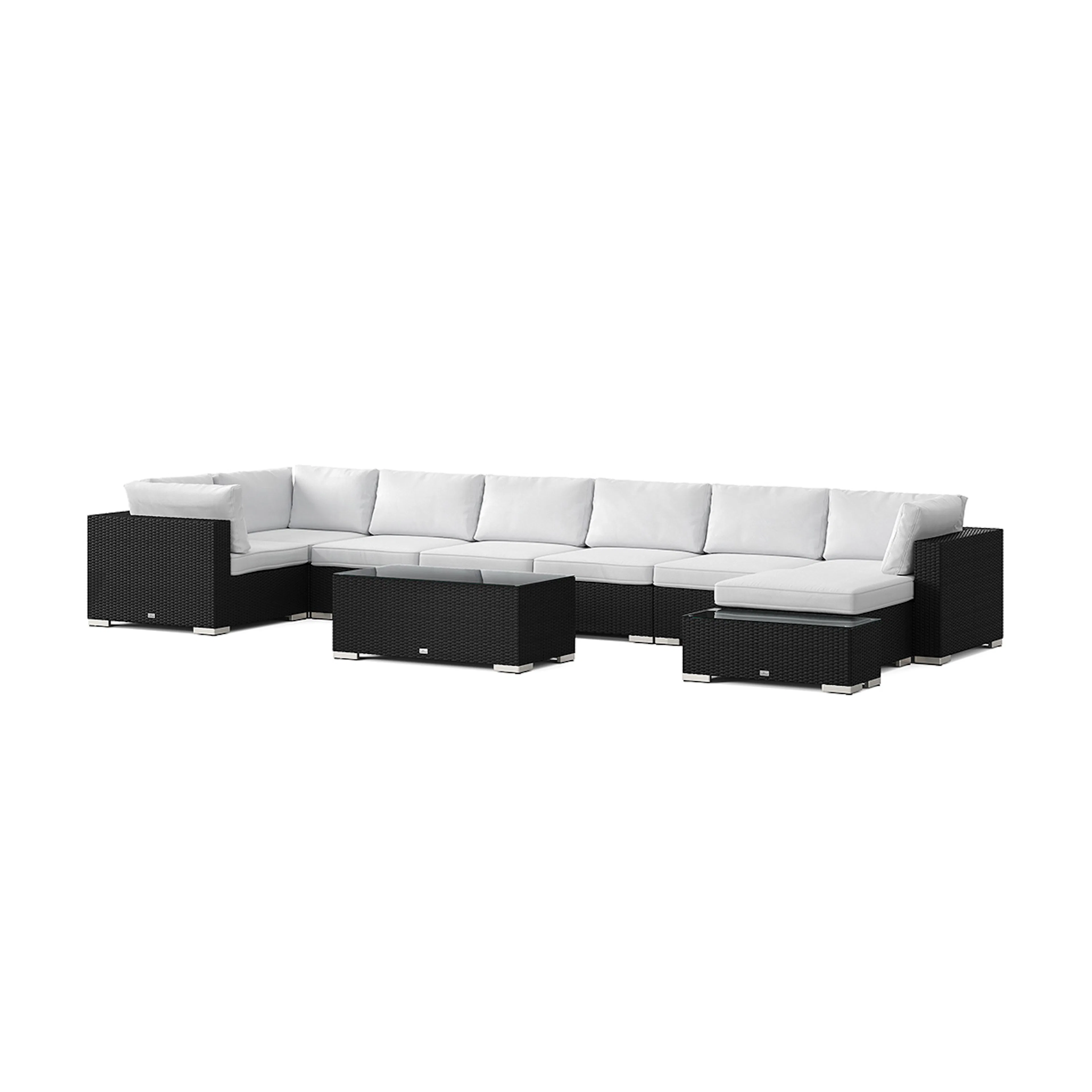 Loungegrupp Comfort Garden Bahamas utomhus U-soffa 8-sits vändbar divan med öppet avslut och bord