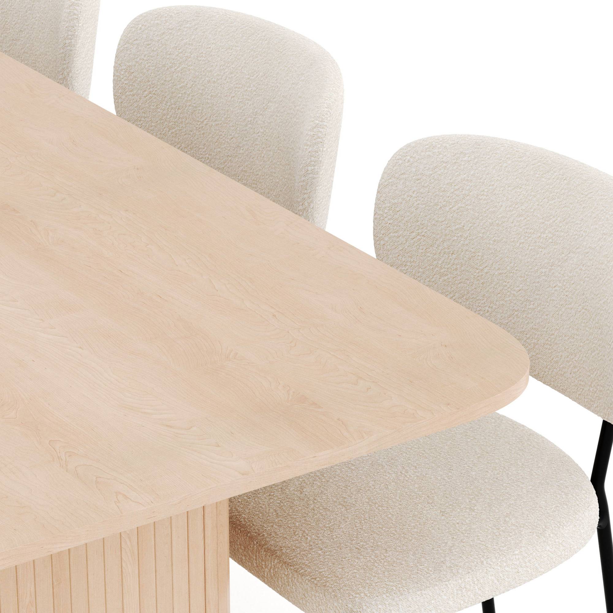 Matgrupp Bark Kopparbo Rektangulärt Matbord 200-260 cm Förlängningsbartt med 6 Gemmiano Matstol