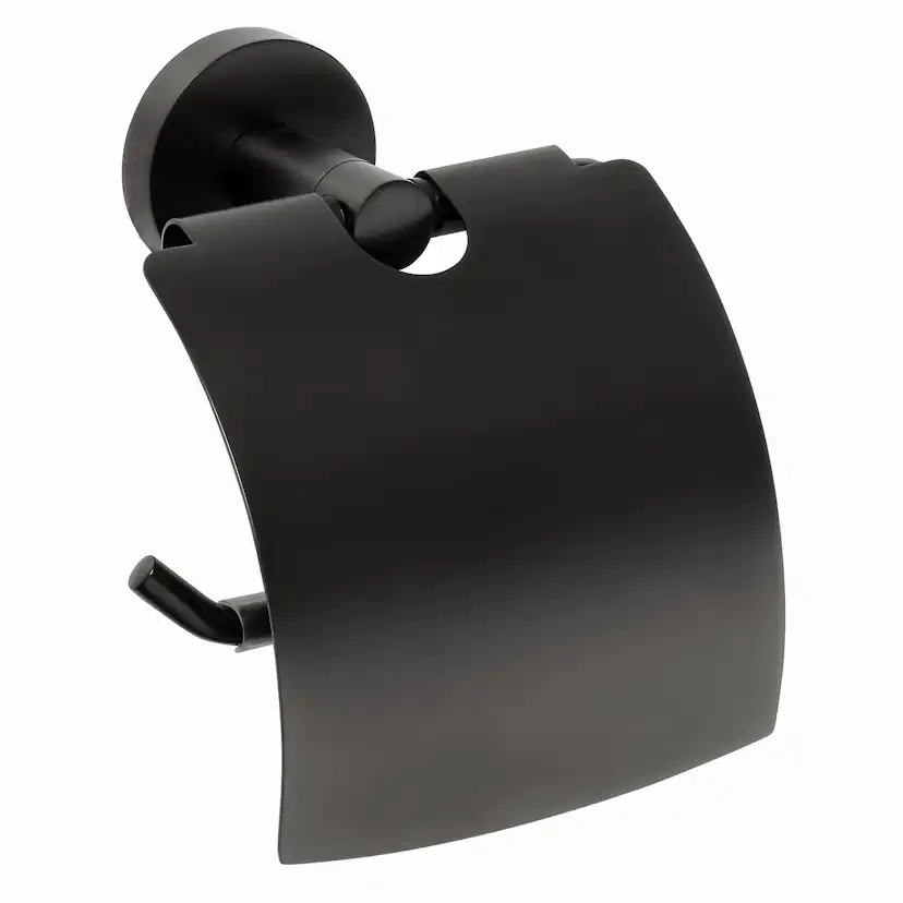 Toalettpappershållare Duschbyggarna Black med Lock