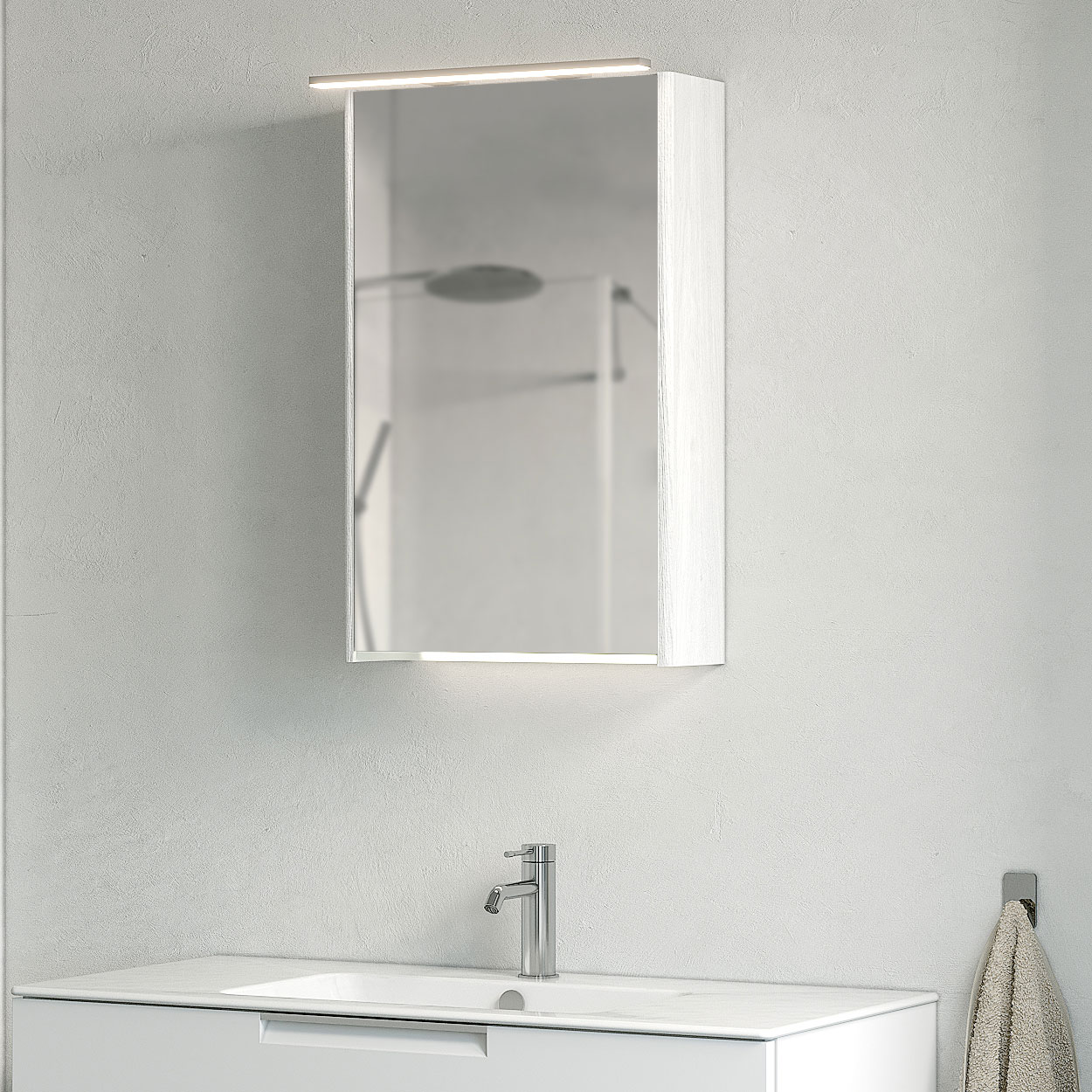 Heart Spgskp 45 Hö Vit Ram.Bel Bredd: 450 mm, Vit Ekfanér, Högerhängd