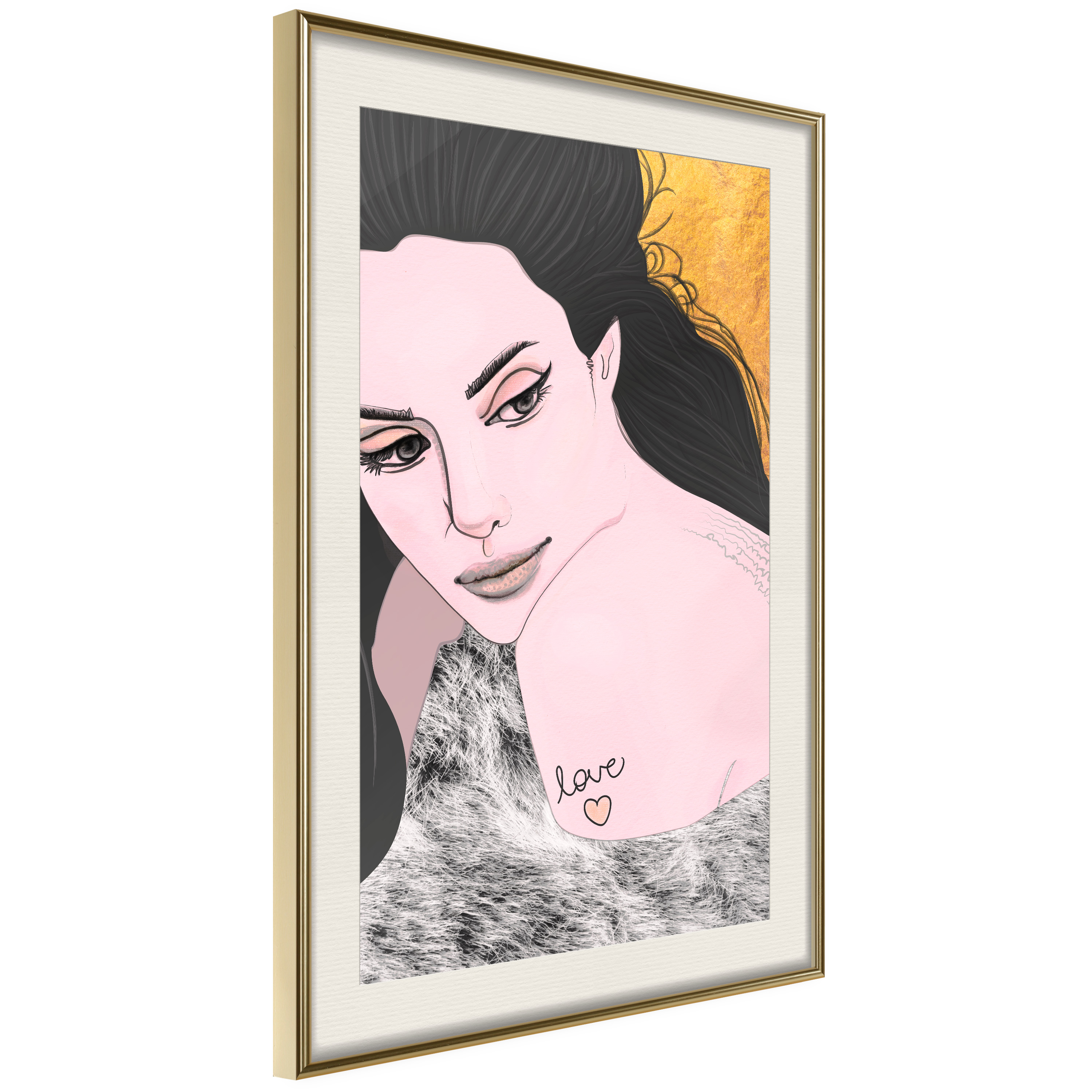 Affisch - Sensual and Love [Poster] 20x30 Guld ram med passepartout, 20x30 cm