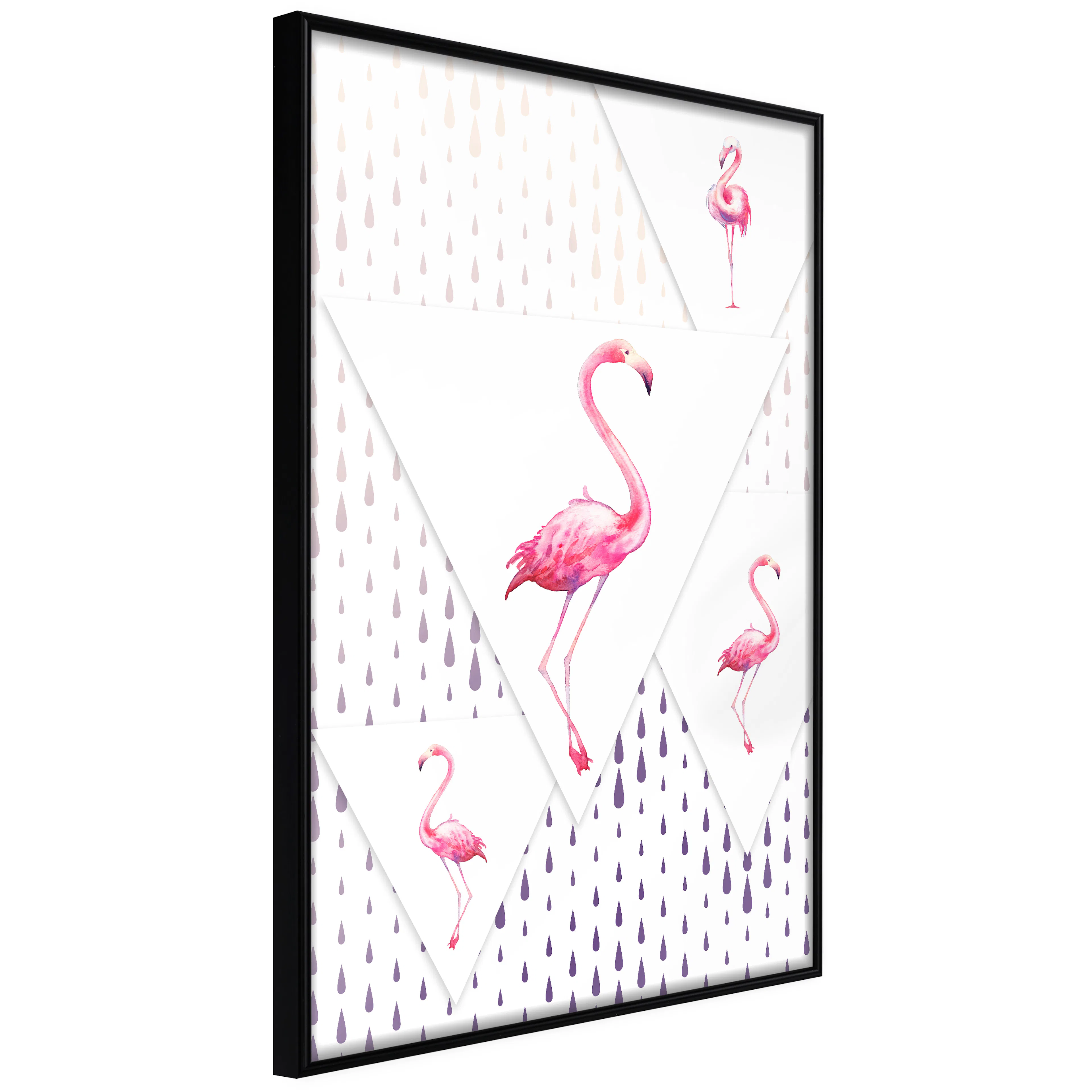 Affisch - Flamingo Family [Poster] 20x30 Svart ram, 20x30 cm