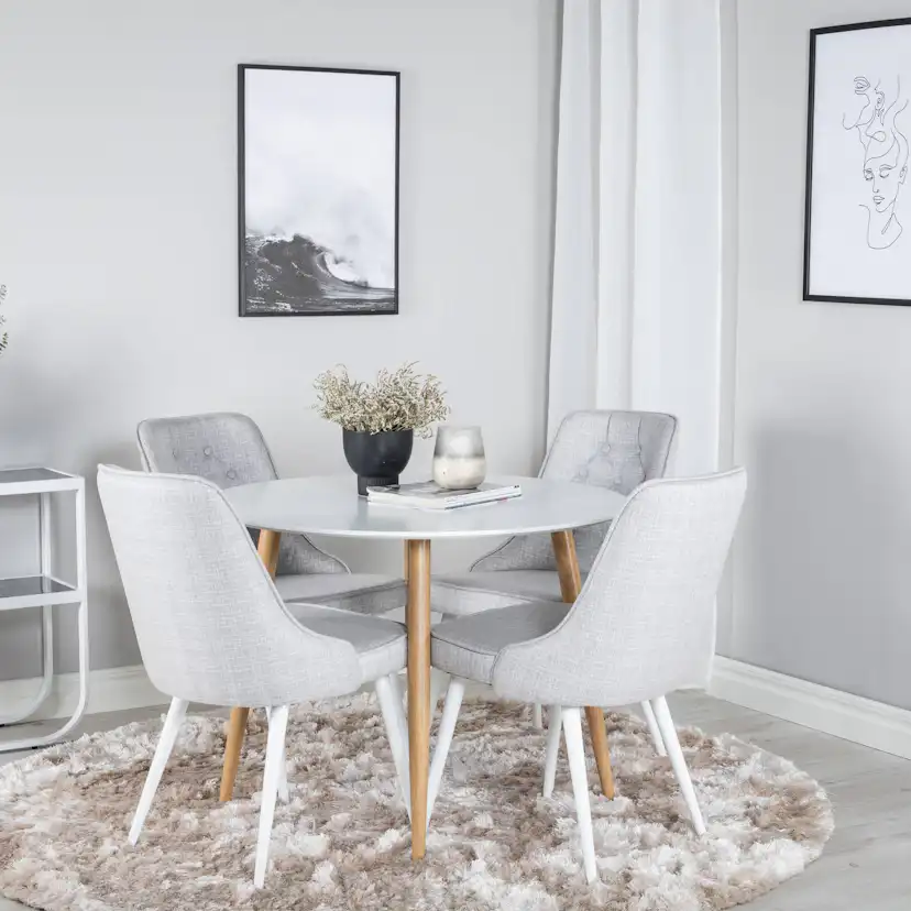 Matgrupp Basic Home Pelle Runt Matbord 100 cm med 4 Valera Matstol