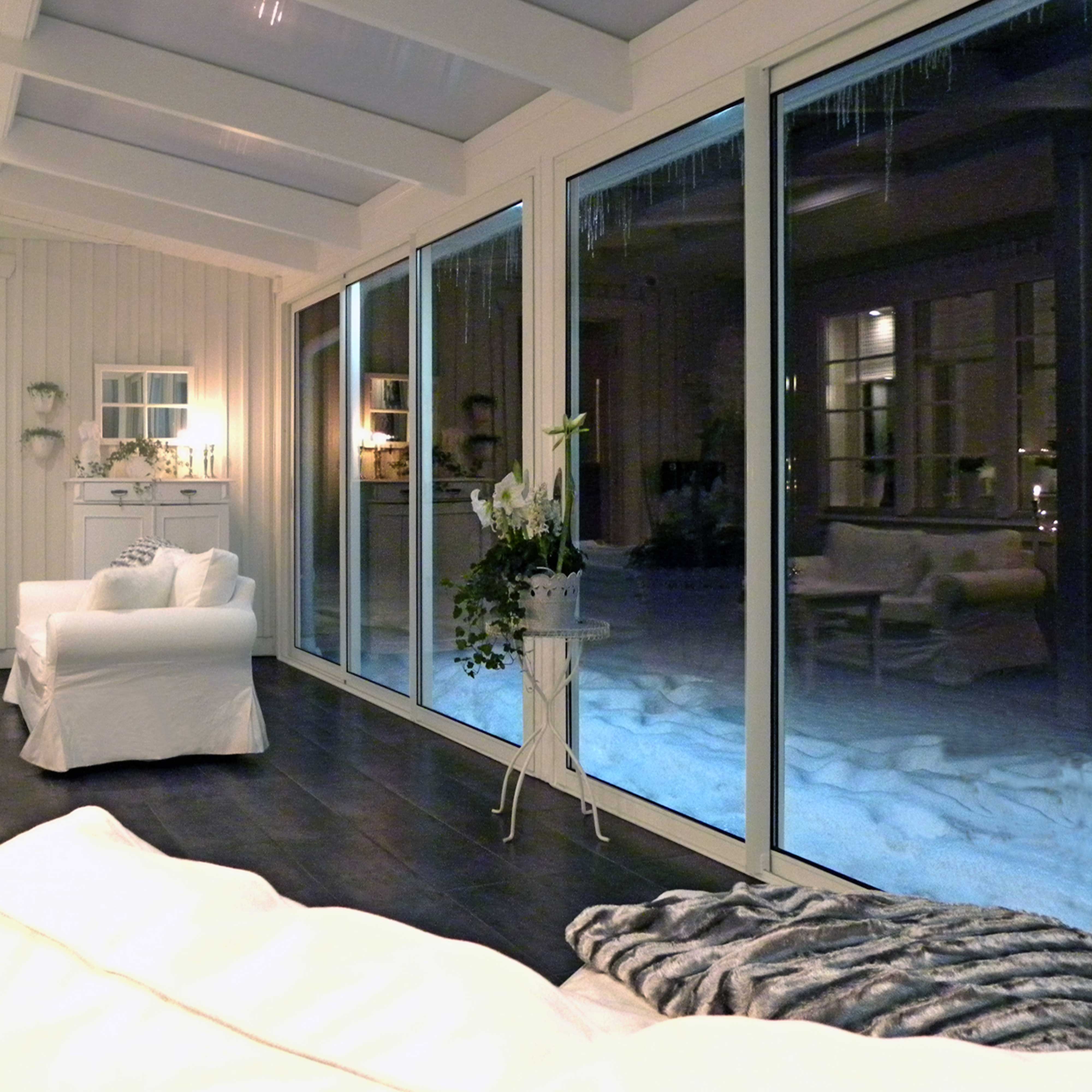 Skjutbart Fönsterparti Halle Thermo 6 Fönster 3 Spår Vit