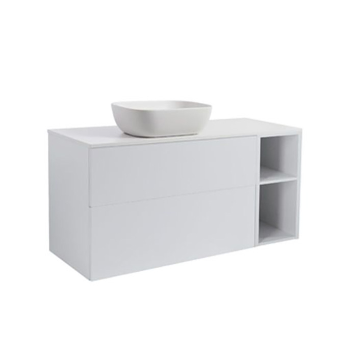 A IS90+30Ö GRÅ BS VIT+TS REKVI Färg: Ljusgrå, Färg Tvättställ: Vit, Färg Bänkskiva: Vit, Rektangulär Form, Storlek: 740x1210 mm
