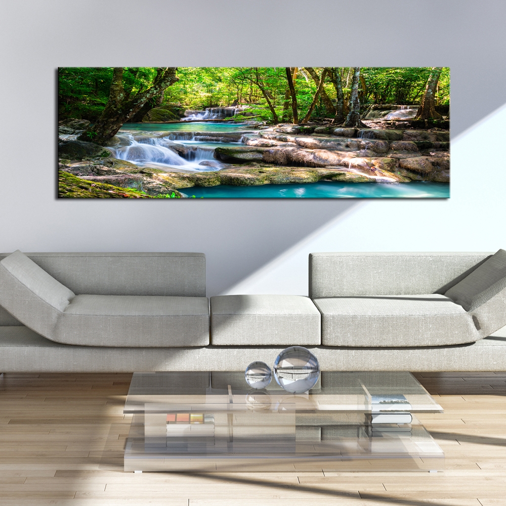 Tavla - Nature Forest Waterfall 120x40 120x40 cm