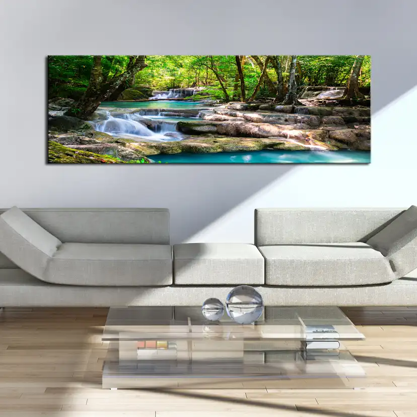 Tavla - Nature Forest Waterfall 120x40 120x40 cm