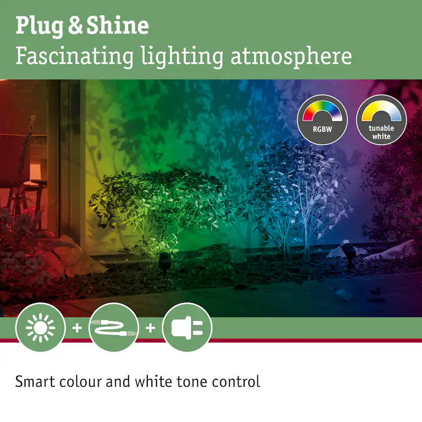 Spotlight Paulmann Pike Plug & Shine LED Smart Home Zigbee 3.0 Pike IP65 24V 3-pack med Transformator och Kabel