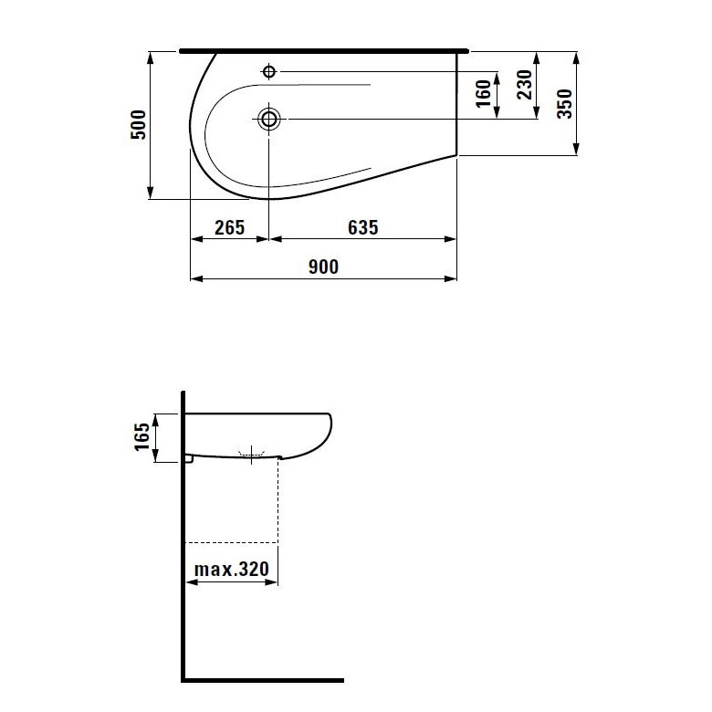 Tvättställ Laufen Il Bagno Alessi One Tuna 814976 900 mm