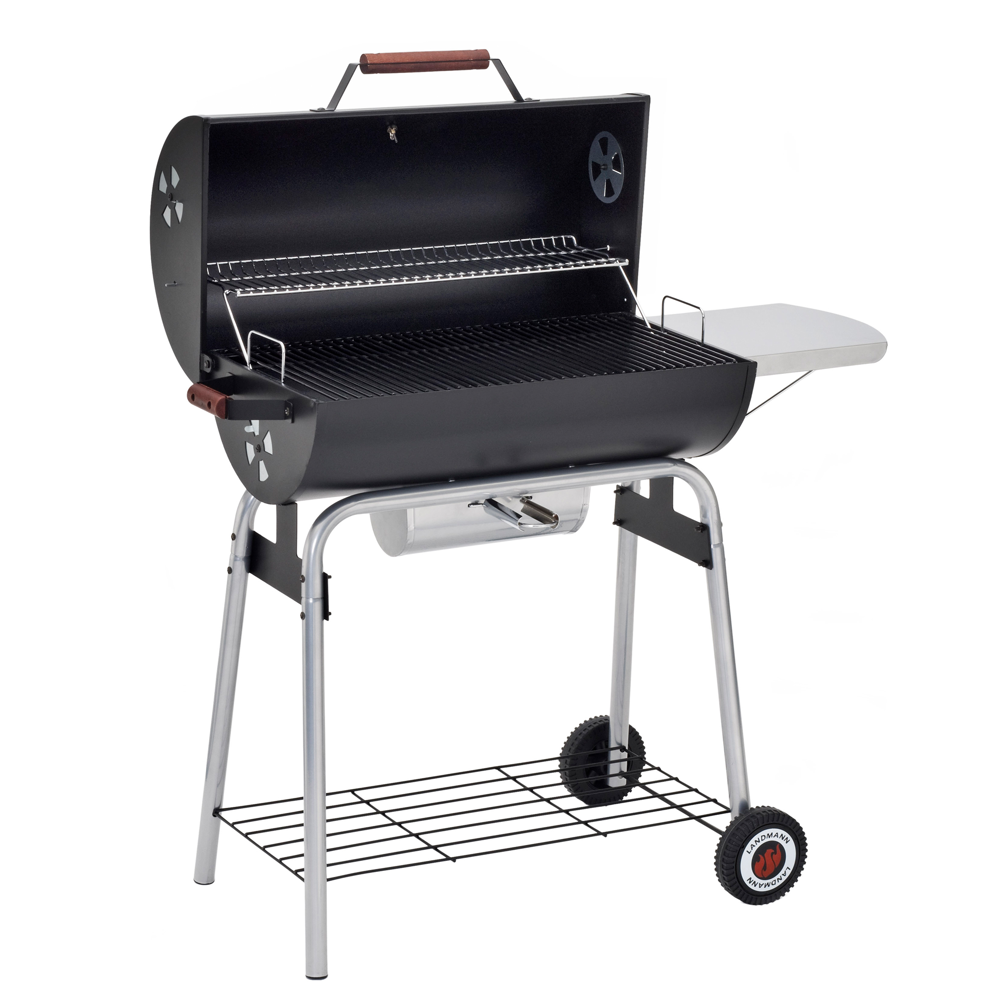 Kolgrill Landmann Black Taurus 660 Grilltunna med Justerbart Galler & Avtagbart Sidobord