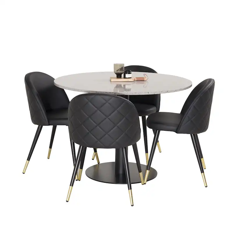 Matgrupp Venture Home Razzia med 4 Velvet stolar Skinn