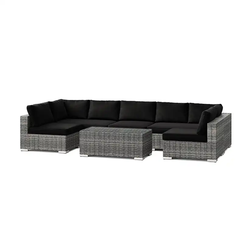 Loungegrupp Comfort Garden Bahamas U-formad utomhus loungegrupp med öppet avslut, 7-sits med bord