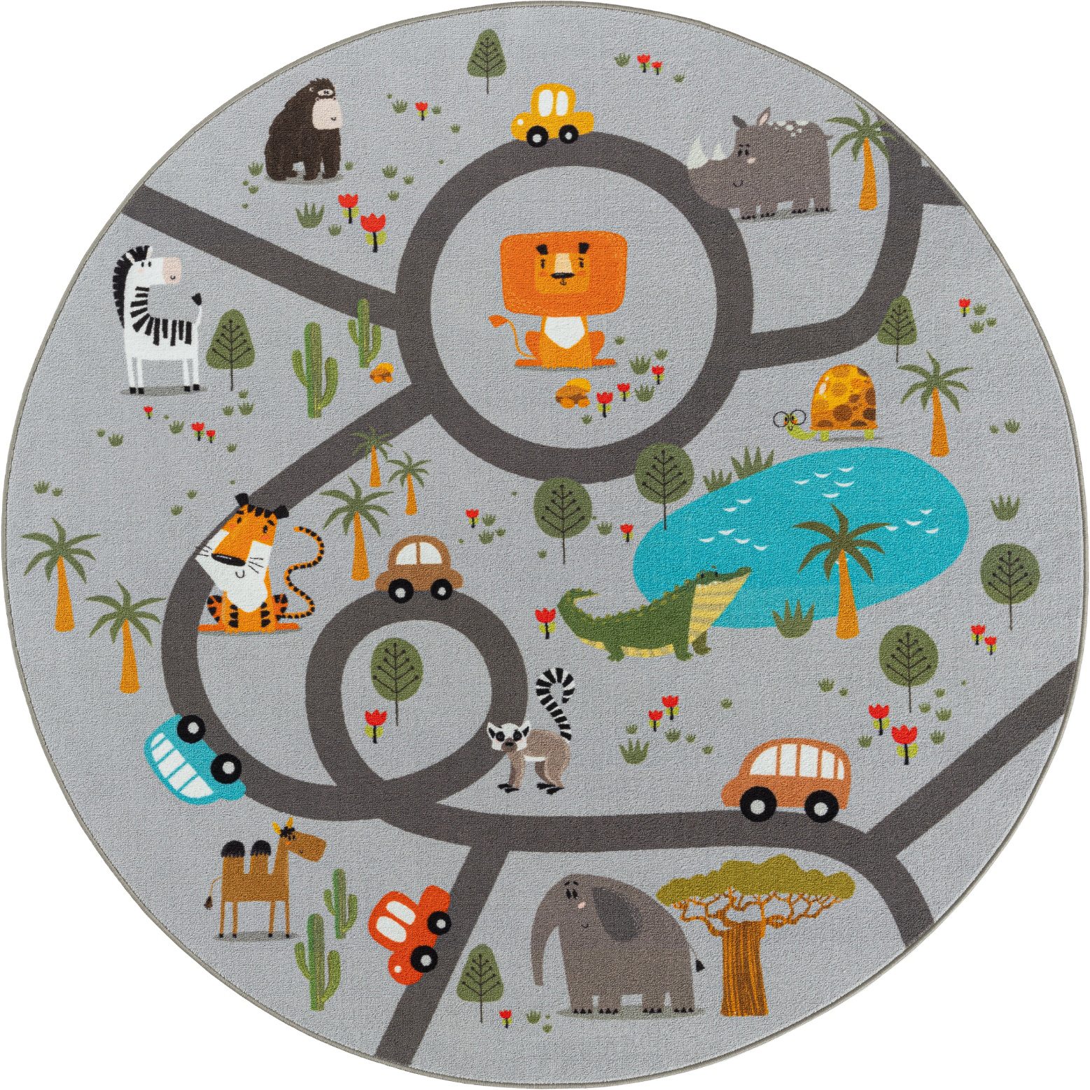 Barnmatta KM Carpets Play Animals Rund