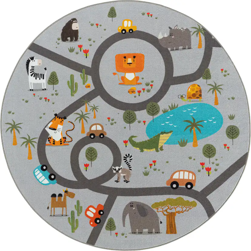 Barnmatta KM Carpets Play Animals Rund