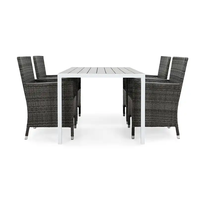 Matgrupp deNoord Tunis 150x90 cm med 4 Thor Fåtöljer Lyx med Armstöd
